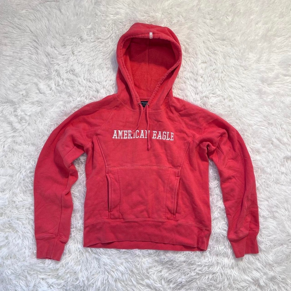 y2k american eagle red embroidered hoodie small